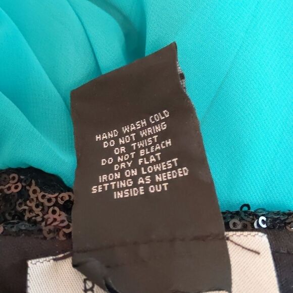 B DARLIN Formal Dress Pageant Sea green Black Sequins Strapless Size 3/4 - Picture 6 of 7
